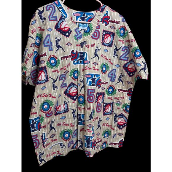 Vintage 90s Y2K Texas Uniform Classics Baseball All Over Print USA Sz: XL E6 - Picture 1 of 6